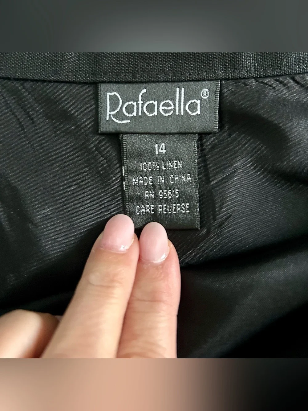 Rafaella Black Linen Blend Embroidered Midi Skirt Size 14 Boho Floral Sequin Hem